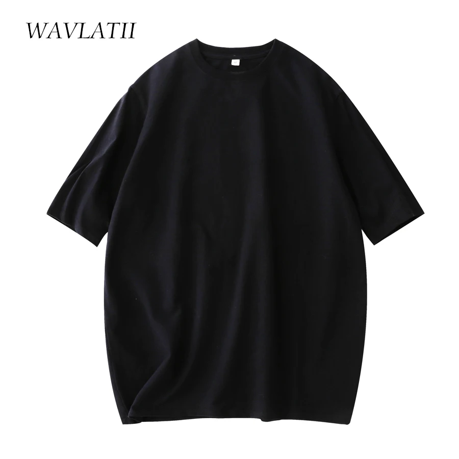 WAVLATII Women New Cotton T shirts Female Soft White Black Tees Lady Plus Size Basic Tops for Summer WT2102