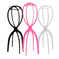 50cm Black/Pink Color Ajustable High Wig Stand Plastic Wig Holder Portable Folding For Styling Display women long wig