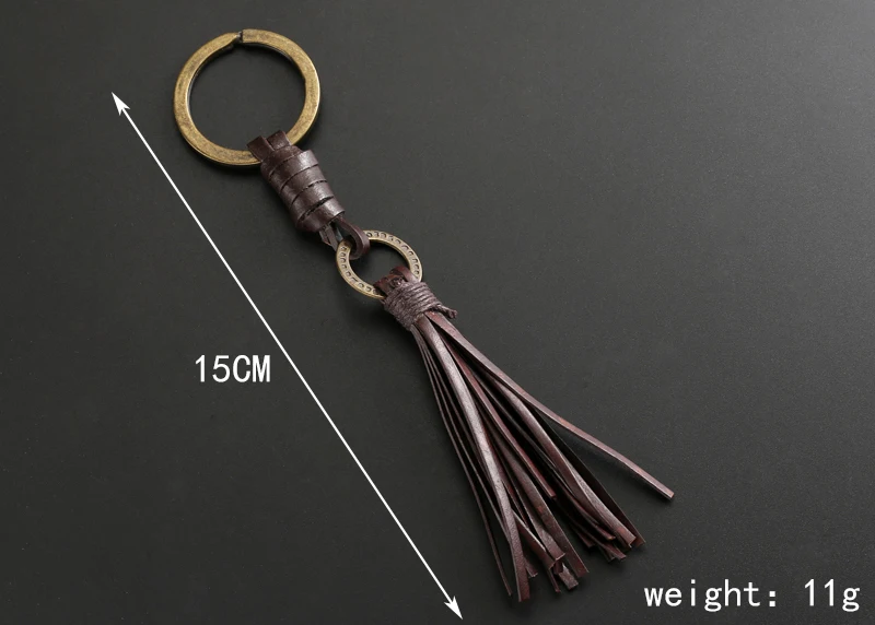 2024 Trend New Classical Hand-woven Tassel Brown Leather Simple Personality Keychain Men\'s Accessories Jewelry Women