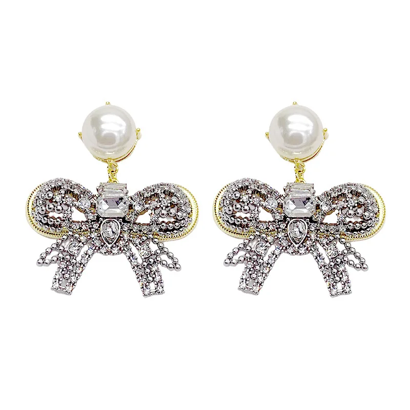 

EYER New Arrival Luxury Hollow Dangle Bowknot Earrings For Women Fashion Wedding Gift Cubic Zirconia Bridal Jewelry Accessories