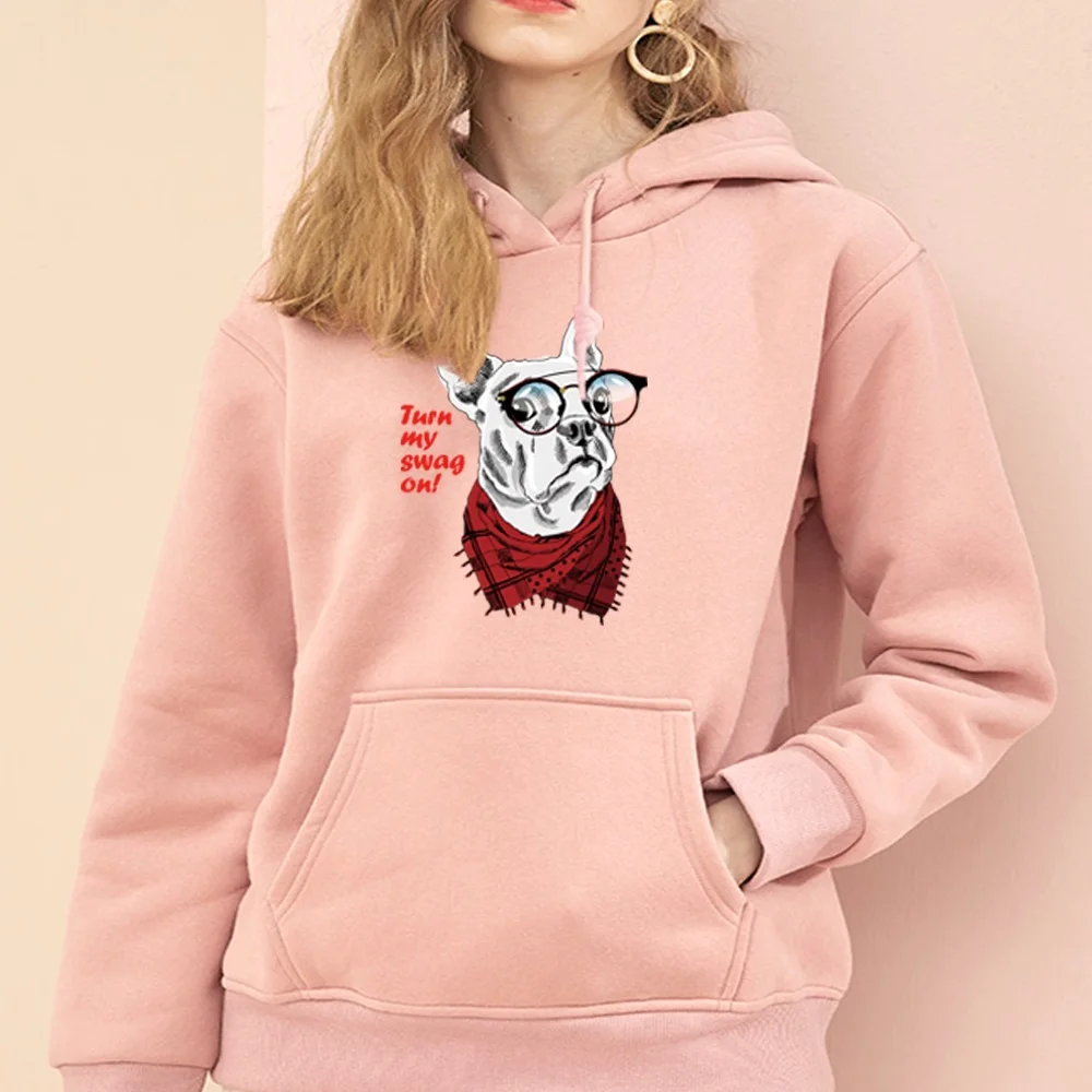 Sudadera con capucha holgada de gran tamaño para mujer, suéter deportivo con estampado de perro, estilo Harajuku, informal, de calle