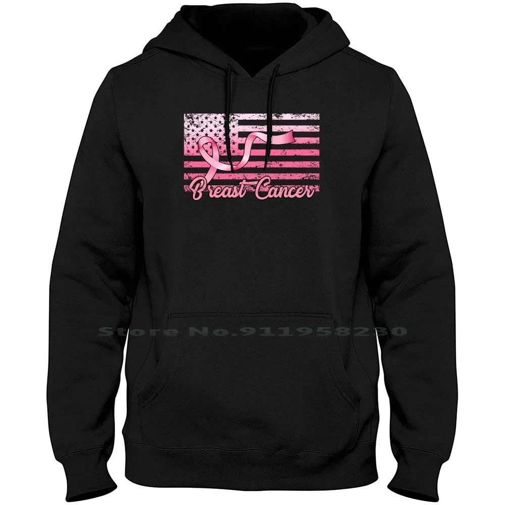 

Breast Cancer Flag Hoodie Sweater Cotton Breast Cancer Month Fight Cancer Cancer Sucks Pink Ribbon Awareness Sucks Month Flag