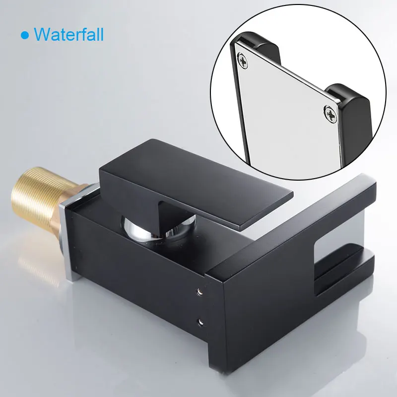 DOOKOLE LED Waterfall Bathroom Basin Faucet, Single Handle Cold Hot Water Mixer Sink Tap RGB Color Change Powered by Water Flow