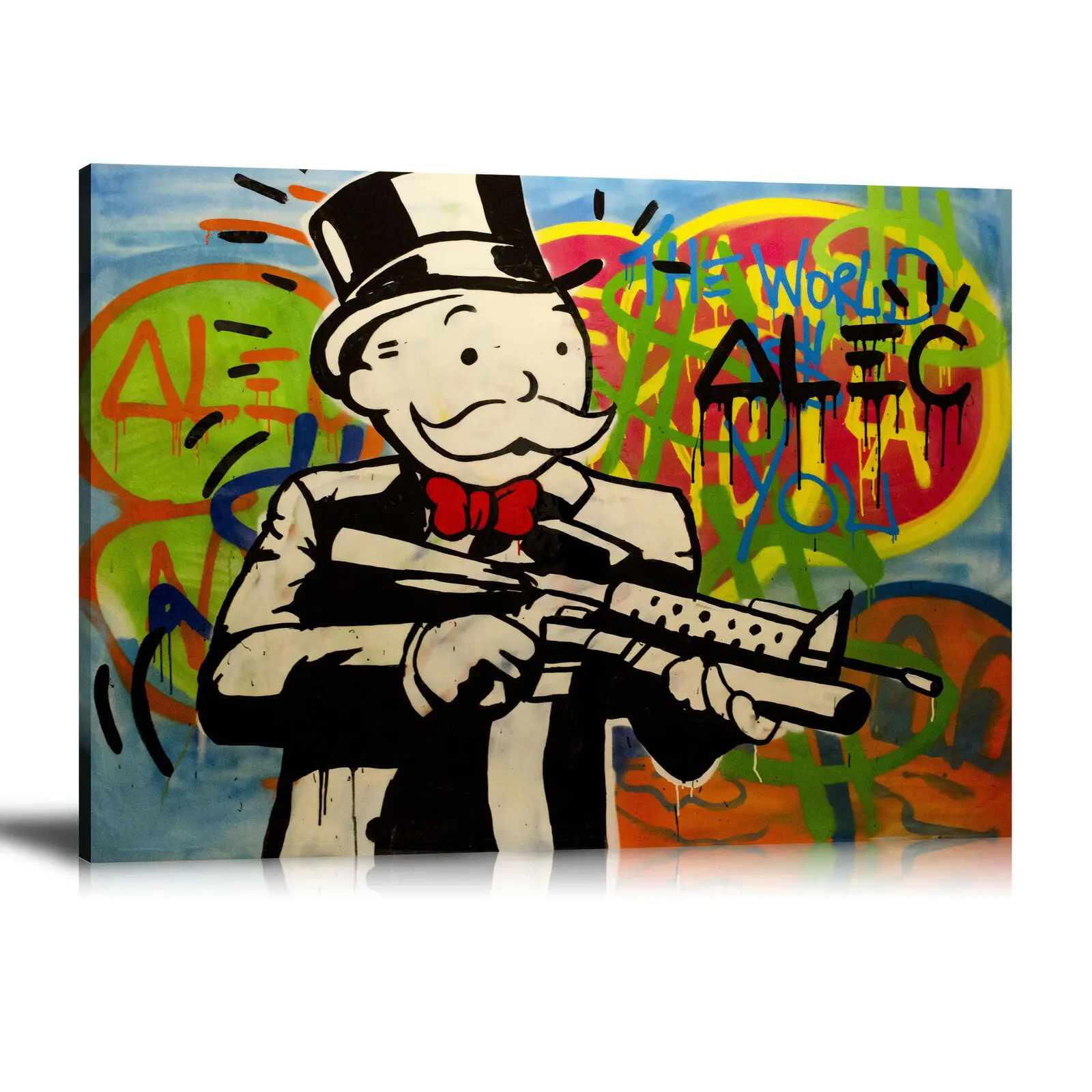 

Alec Monopolys "Gun Man" Abstract Wall Art Oil Painting Poster Canvas Painting Print Pictures for Living Room Home Decor
