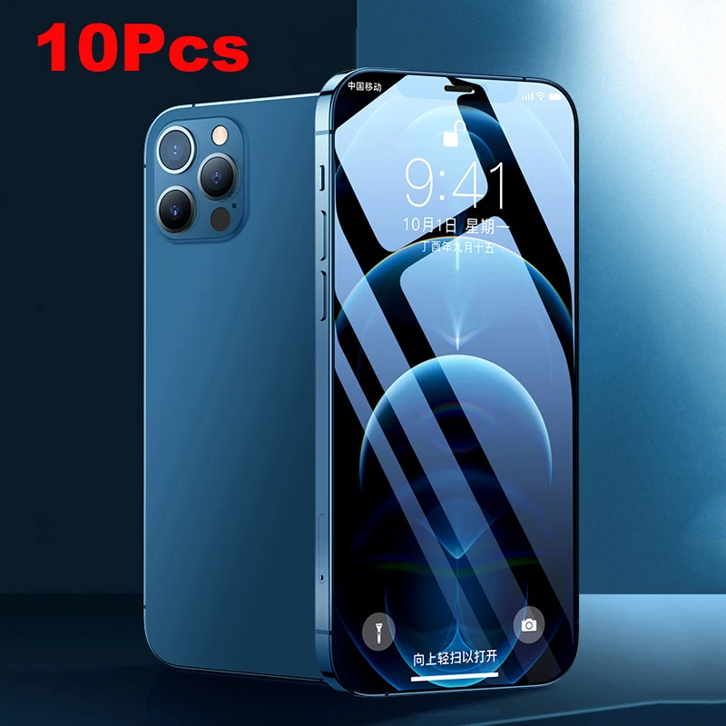 10Pieces Full Cover Tempered Glass For iPhone 12 11 13 Pro X XS Max XR 13 mini Screen Protector For iPhone XR XS Max 12 13 mini