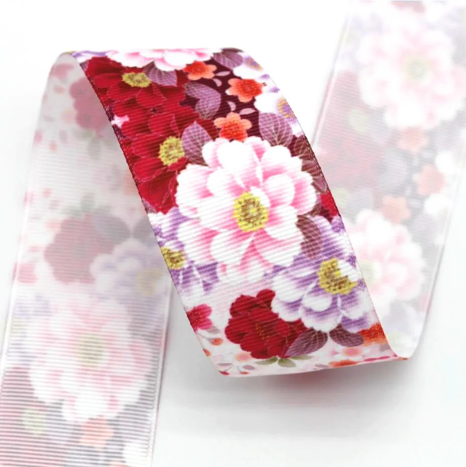 10 Yards 38MM large flower ribbon DIY handmade materials headwear bow technology Grosgrain ribbons