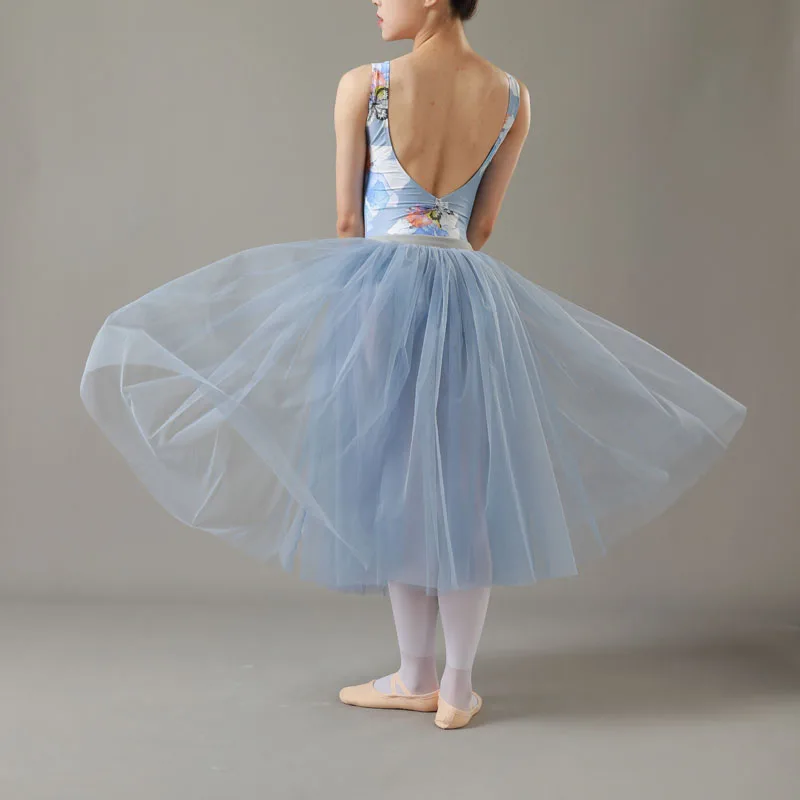 70CM Adults ballet dress Lyrical Tulle Dance Skirt Ballet Tutus Women Mesh Ballerina Dancewear Long Contemporary Skirt