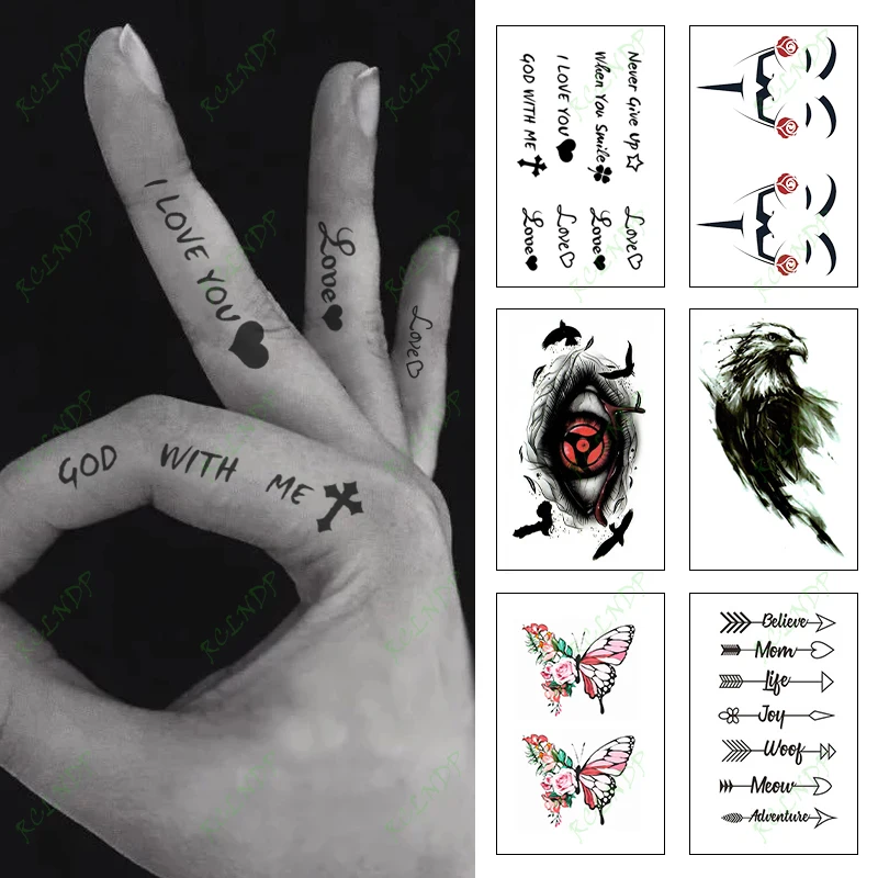 Waterproof Temporary Tattoo Sticker Finger Arrow Believe Mom Life adventure English Letters Flash Tatoo Fake Tatto for Women Men