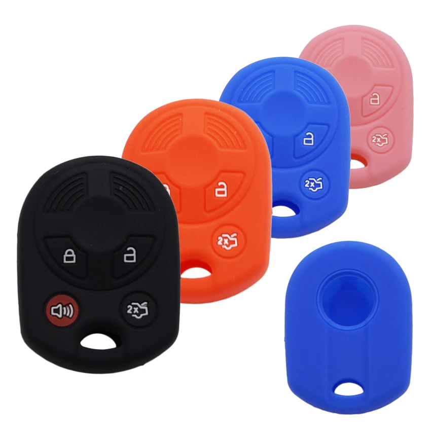 Cocolockey Silicone Key Holder Car Keys for Ford Fiesta Focus Escape 2011 2014 2017 4 Button Keyless Cover Case Accessories Fob