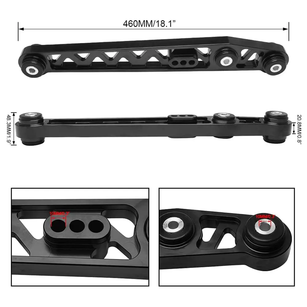 F7 Billet LCA Rear Lower Control Arm+Subframe Brace Compatible with 1996-2000 Honda Civic EK