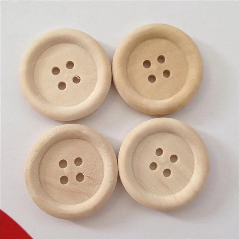 50Pc/4 Hole Natural Wood Button handmade DIY Sewing Buttons Clothing Decoration Wedding Decor Handmade Crafts Sewing Accessories