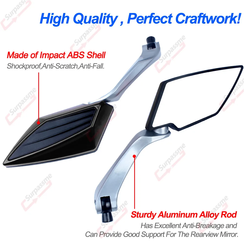 Motorcycle Rear View Mirrors With 7/8 Inch 22mm Handle Bar Clamp Scooter Motorbike Side Mirrors Accessories MT09 TMAX XMAX 125