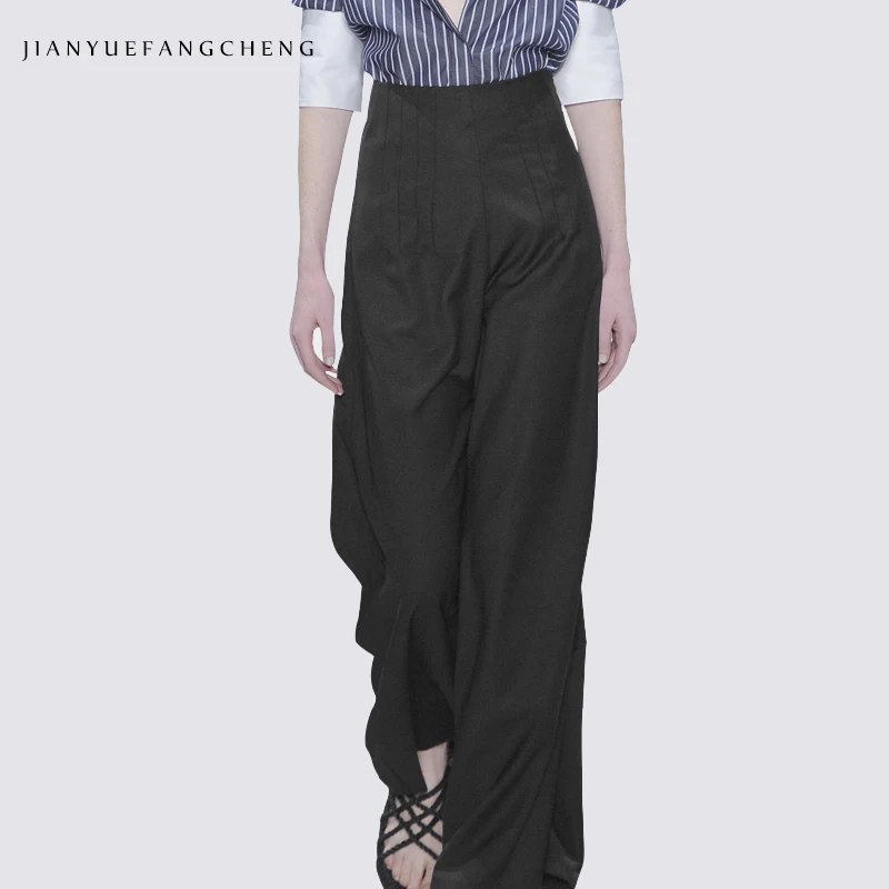 Fashionable Women Straight Long Suit Pants High Waist Slim Plus Size Pendulous Wide Leg Pants Ladies Casual Working Trousers