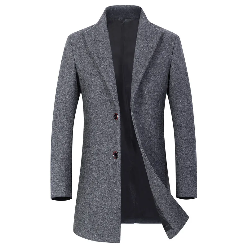 

Men's casual wool blend slim coat high quality autumn and winter wool coat men's long windbreaker coat 4XL
