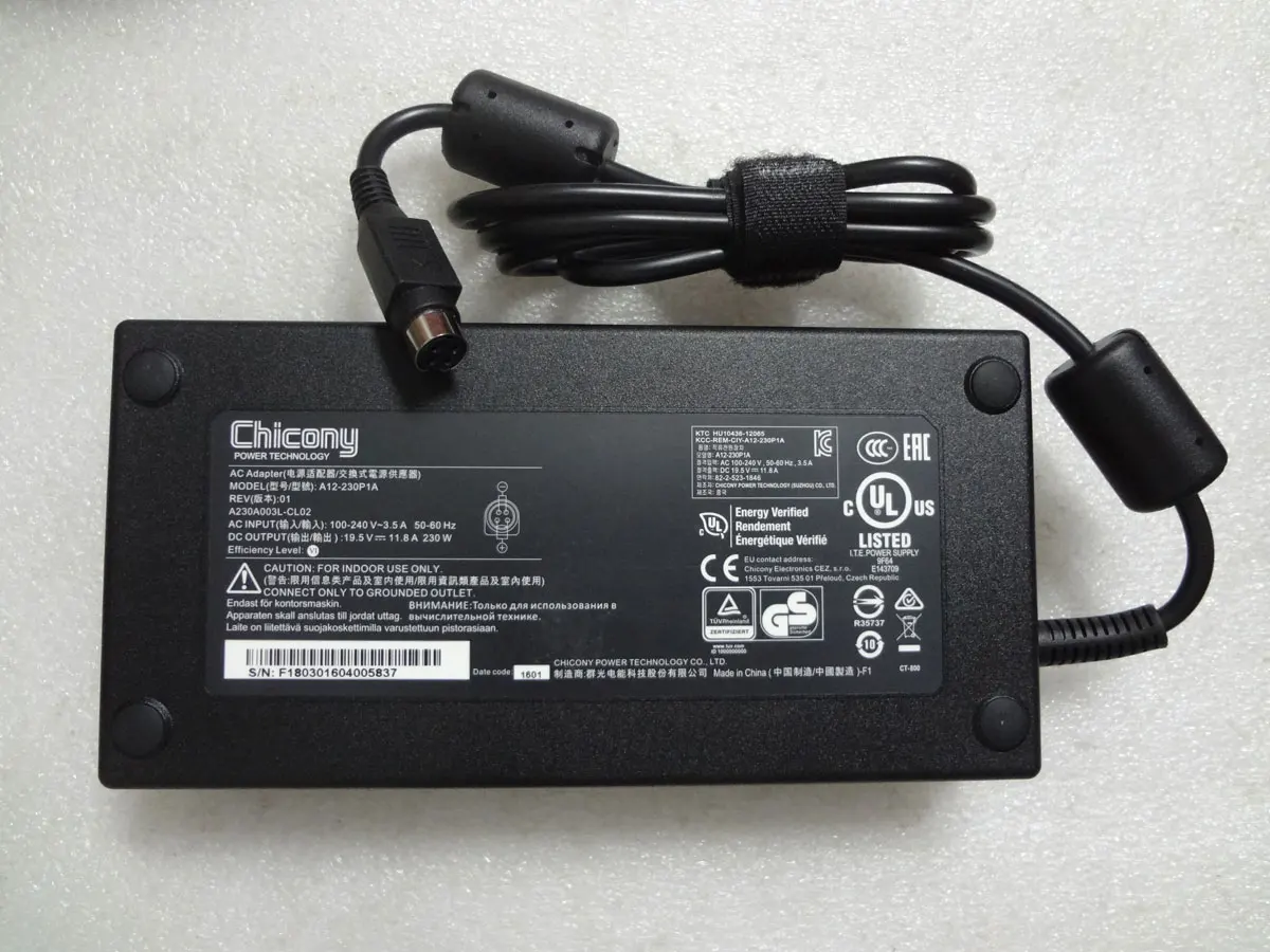 

OEM Chicony 19.5V 11.8A 230W A12-230P1A 4Din AC Adapter For Clevo P751DM2-G Laptop Original Charger