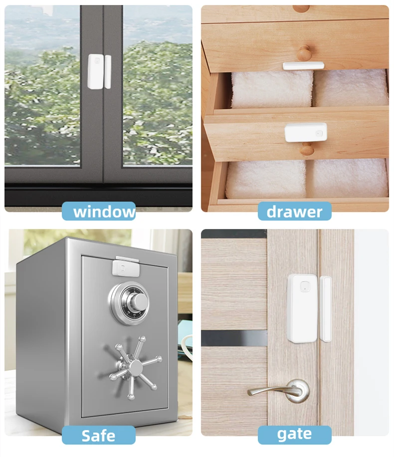جديد Tuya مستشعر الباب واي فاي نافذة تحطيم الاستشعار نافذة الباب المغناطيسي/صدمة كاشف مستشعر اهتزاز متعدد العمل مع الحياة الذكية
