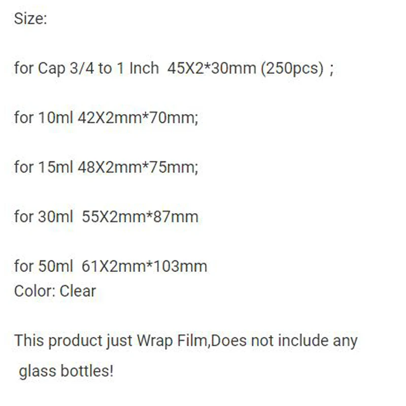 200Pcs Shrink Bands for 10ml 15ml 30ml 50ml Glass Bottle , Easy to Use, Make Products More Professional