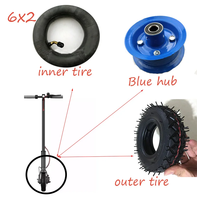 

6 inch Air Wheel 6x2 pneumatic tire & alloy hub for trolley, Trailer casters 6'' Electric Scooter tyre