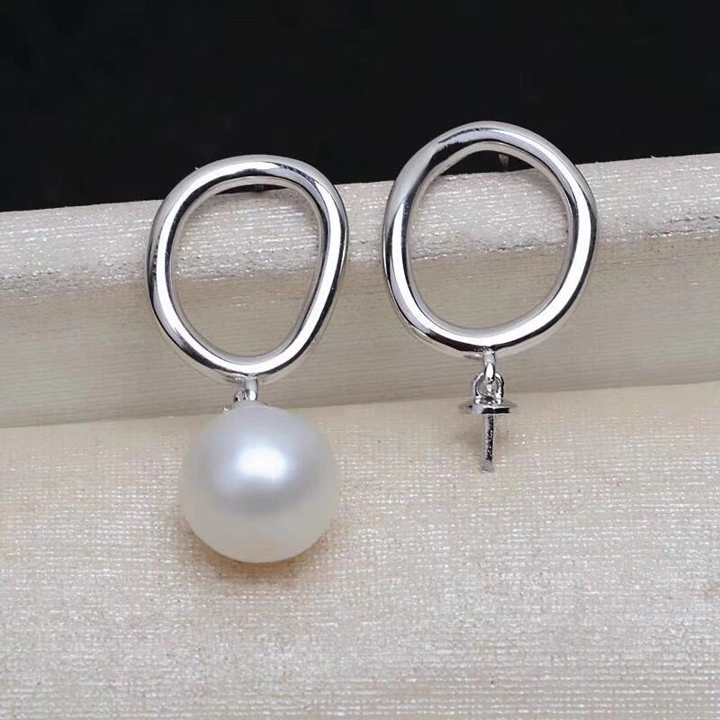 Bridal 925 Sterling Silver Earrings Findings Settings Base Mountings Parts for Pearls Agate Crystal Stones Jade 5pairs/lot