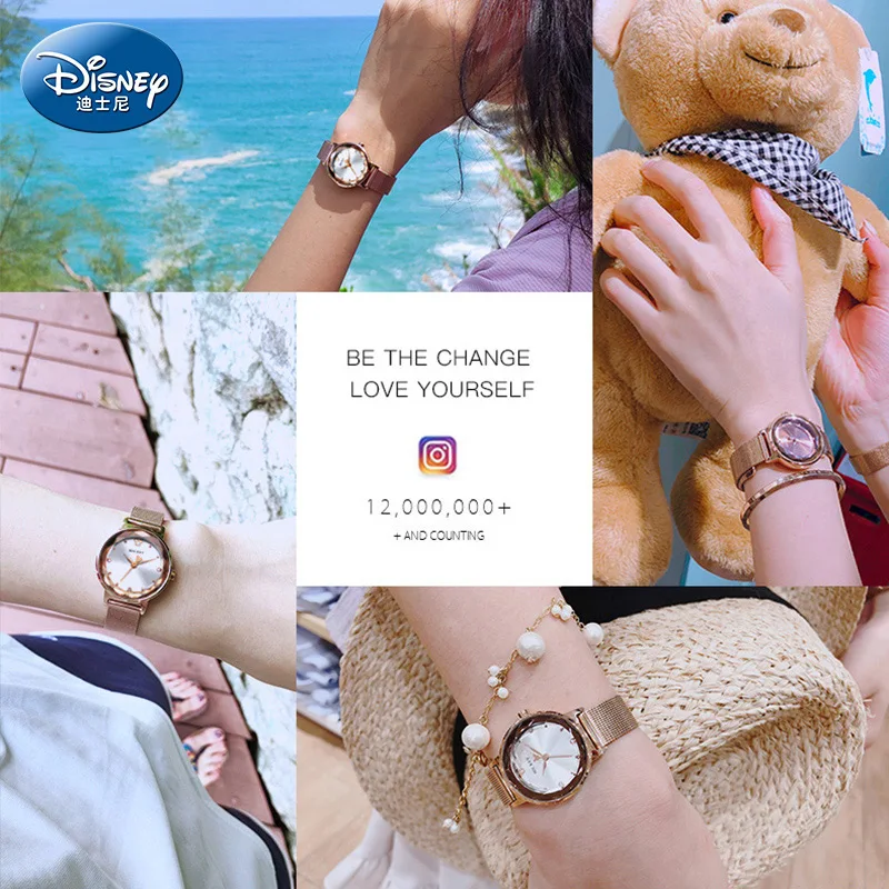 Disney Mickey Mouse Cartoon Luxury Starry Rhinstone For Women Watch New Female Crystal Analog Quartz Wristwatch Lady Dress Clock