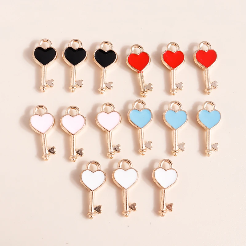 10pcs Colorful Enamel Love Heart Charms for DIY Jewelry Making Earrings Bracelet Keychain Pendants Making Accessories Supply
