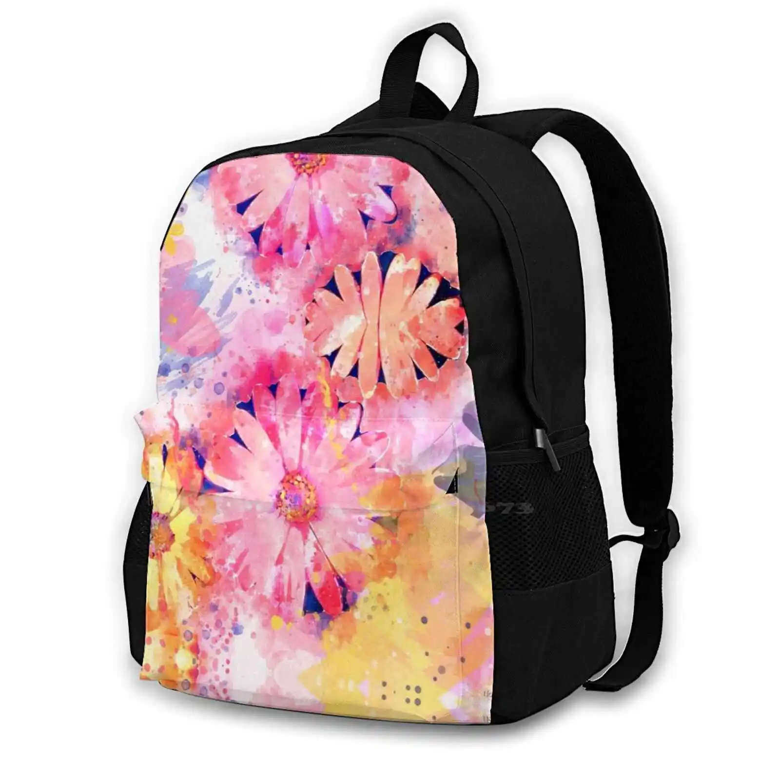 Floral Women Men Teens Laptop Travel School Bags Floral Flower Hibiscus Bloom Tropical Pattern Patterns Petals Texture Nora Gad