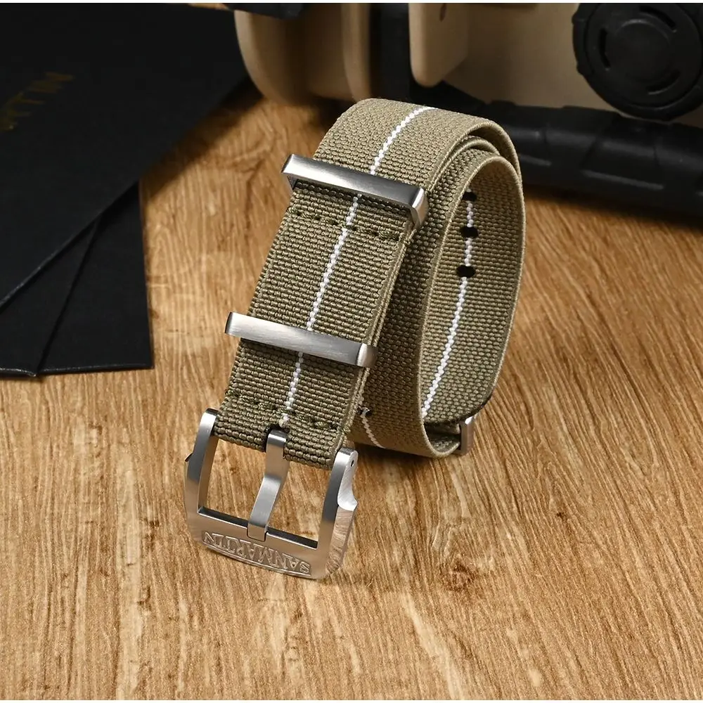 San Martin Elastic 20mm Watch Strap Premium Nylon Watchband Self-Made Logo Buckle Solid Loops Sports High Quality Durable BD0004