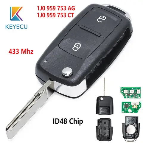 KEYECU 434MHz ID48 Chip FCC:1J0 959 753 AG/ 1J0 959 753 CT 2 Button Remote Key Fob for Volkswagen Golf 4 5 Passat b5 b6 polo
