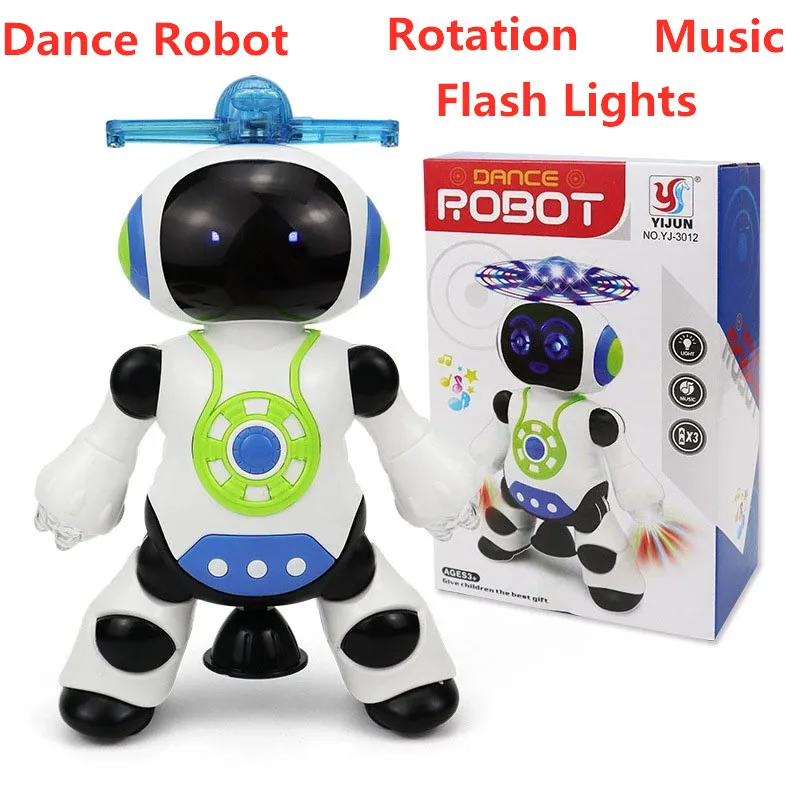 Dazzling Musik Roboter Pädagogisches Spielzeug Elektronische Smart Tanzen Roboter Musik 360 Grad Rotation Led-leuchten Figur Roboter Kinder Spielzeug