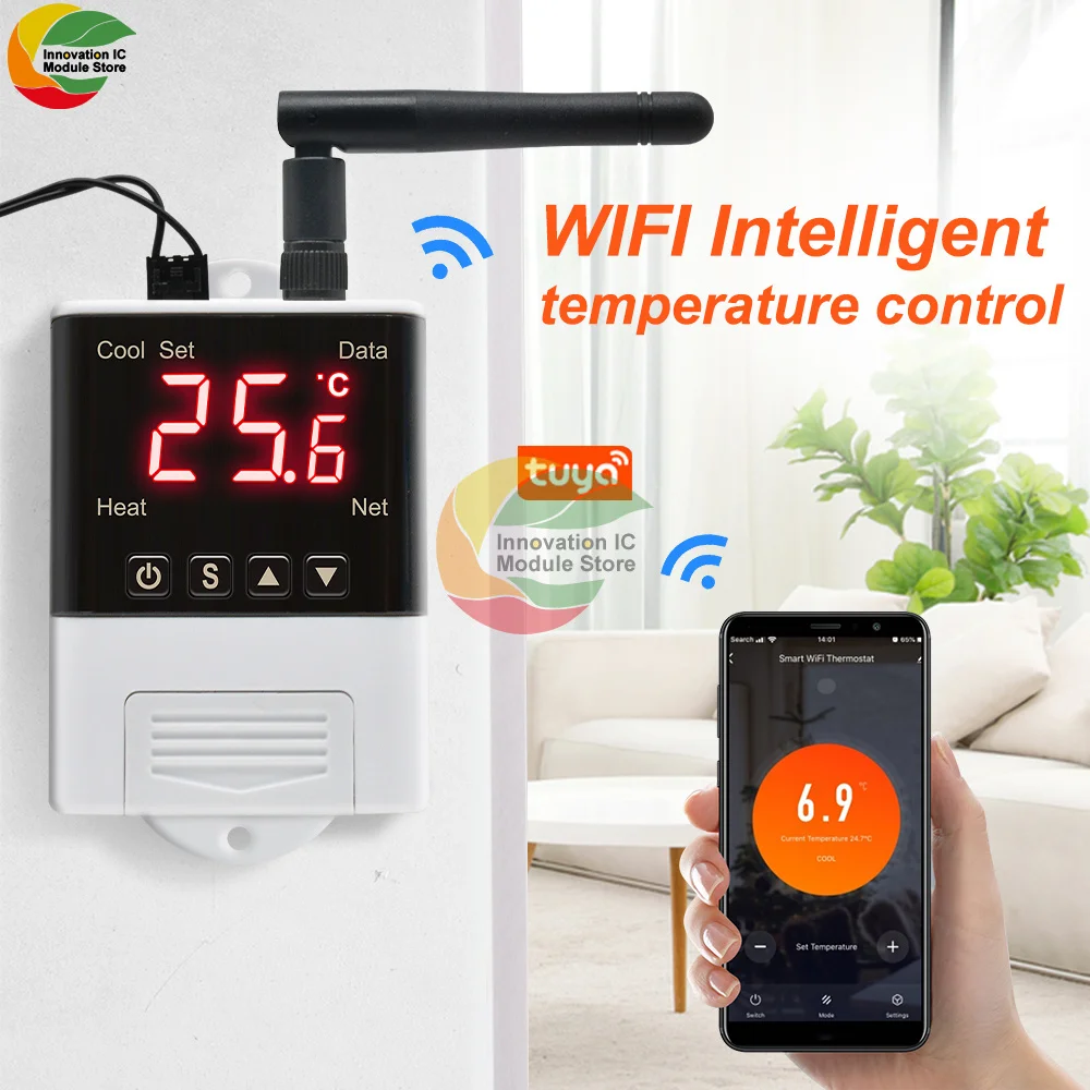 DTC2201 Wireless WiFi Thermostat Thermostat DS18B20 Sensor Digital Display Smart Home APP Temperature and Humidity Controller