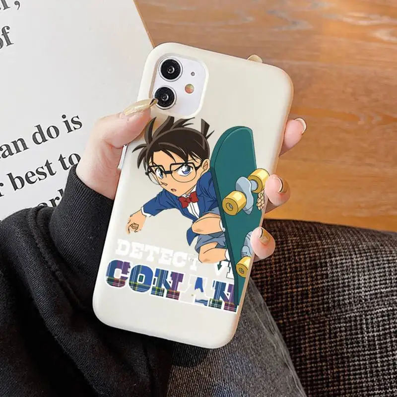 Anime Detective Conan Phone Case for iphone 13 11 Pro Max X XS Max XR Solid Color Soft Cover for iphone 7 8 6 6S Plus Funda