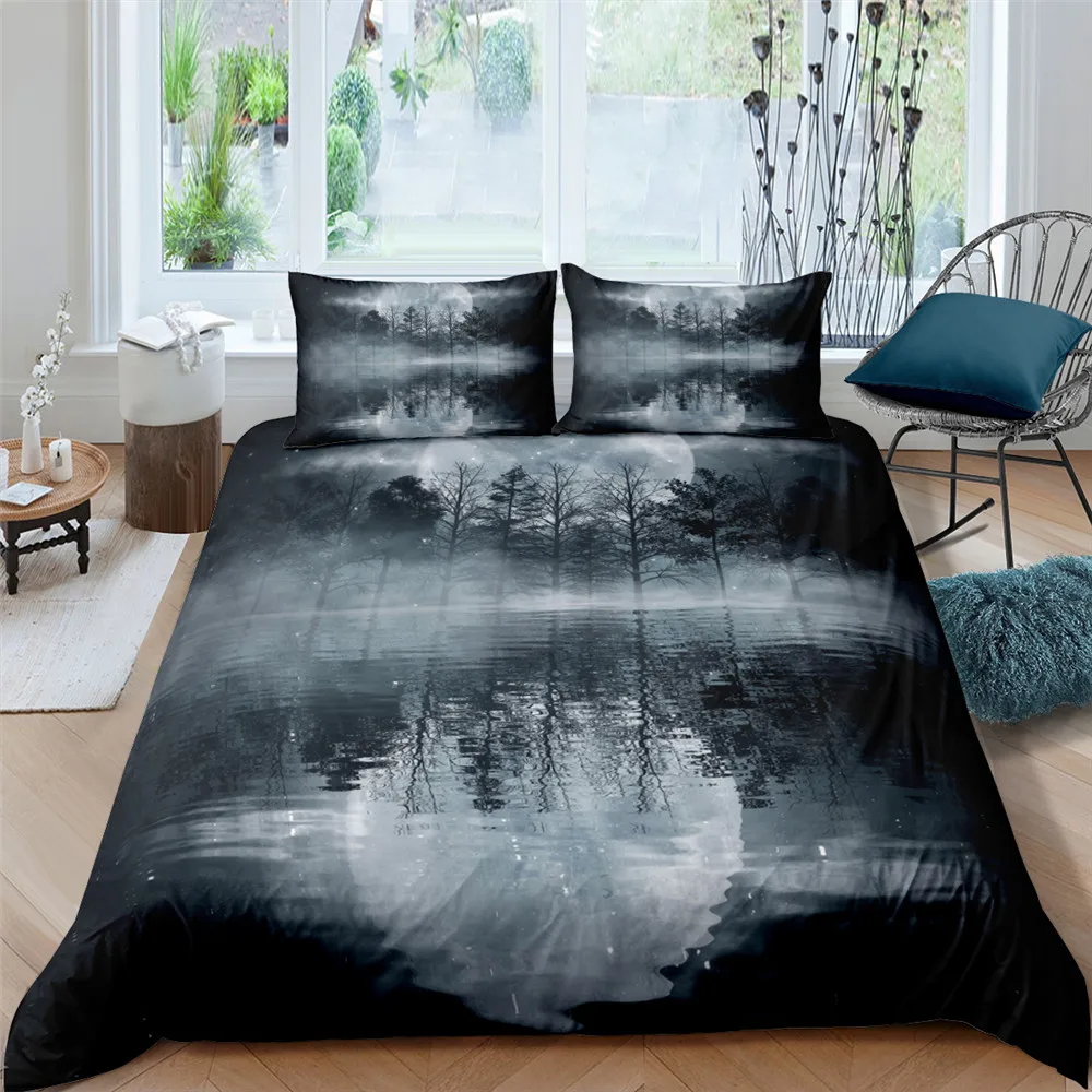 3D Night Scene Moon Bedding Set Super Soft Duvet Cover With Pillowcases Luxury Home Textiles King Queen Bedspread