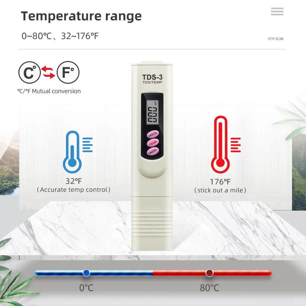 Digital TDS Meter Tester Temperature Pocket Aquarium Pool Water Wine Urine LCD Pen Monitor Calibrate by Hold/Temp  50% OFF