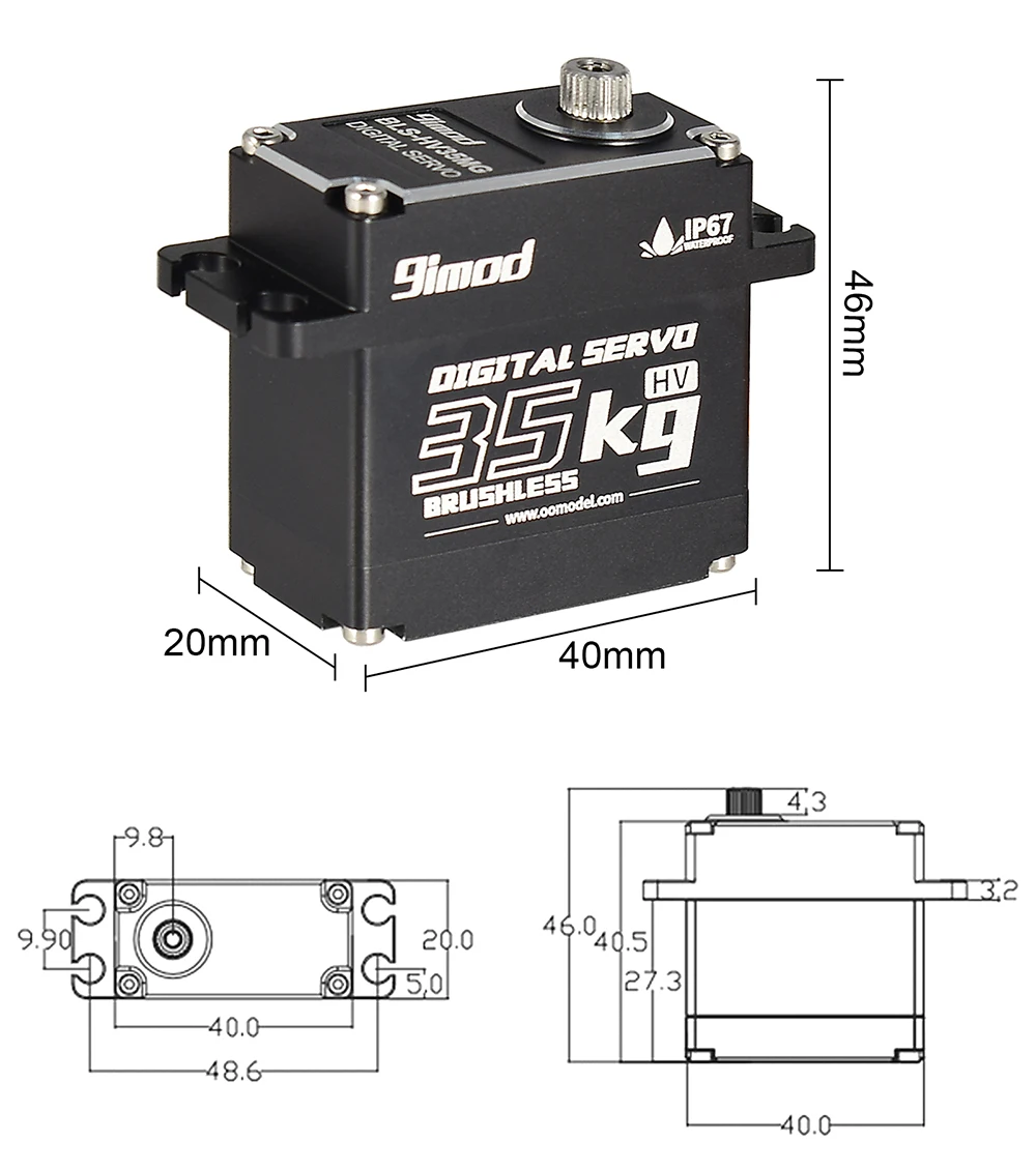 Impermeável Brushless Digital Servo, Metal Gear, BLS-HV35MG, 180 graus de alumínio caso, HV, RC carro, caminhão, robô, DIY, 9imod, 35kg