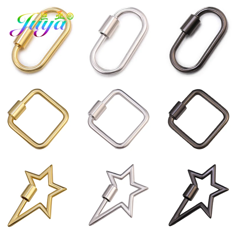 

Juya 3pcs/lot DIY Square Star Geometric Screw Hook Clasps Accessories For Handmade Hanging Chains Pendant Punk Jewelry Making