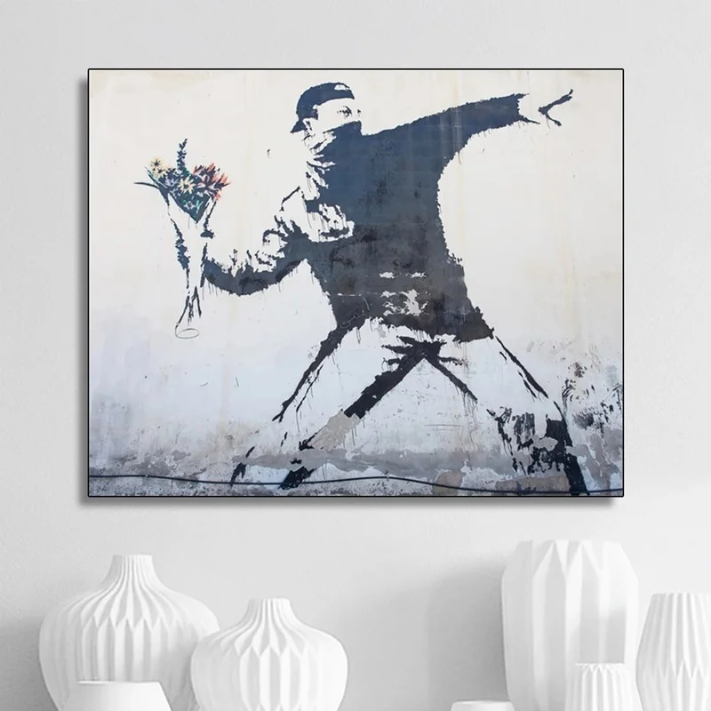 

Classic Graffiti By Banksy Art Canvas Painting & Calligraphy Nordic Fashion Posters and Prints Home Decoration Wall Art Picture