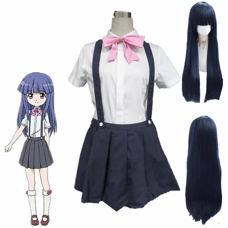 

Anime Higurashi no Naku Koro ni Rika Furude Cosplay Costume girls cosplay uniform custom made size cosplay wigs