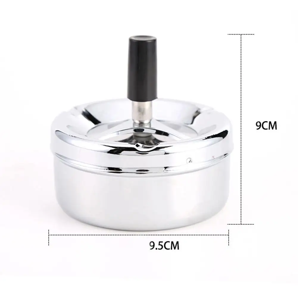 Creative Stainless Steel Windproof Rotation Lid Home Hotel Ashtray Smoker Gift Windproof Stylish Design Durable Convenient