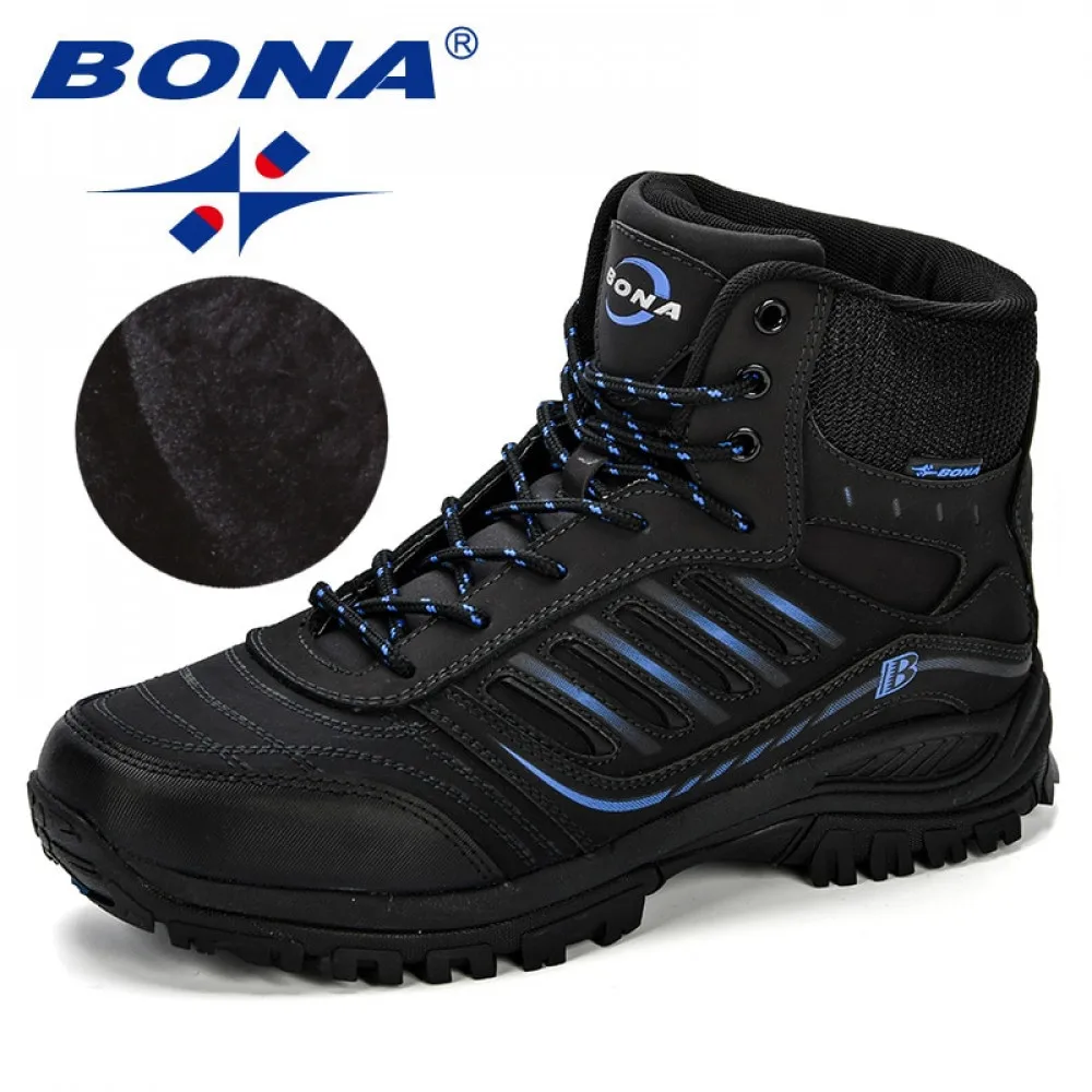 BONA-Mid-Top Split Leather Sneakers para homens, sapatos de caminhada, botas de trekking confortáveis, trilha, camping, escalada, caça, tênis ao ar livre