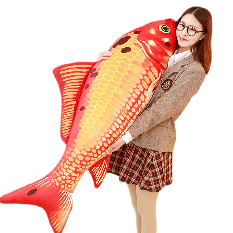 

Dorimytrader 135cm Large Simulation Animal Koi Fish Plush Toy Stuffed Soft Fishes Animals Pillow Doll 53inches Gift Decoration