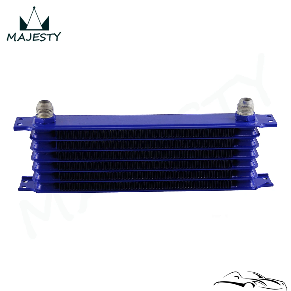 AN10 7 Row Oil Cooler 262MM 7/8-14 UNF Engine Transmission TRUST Style Blue