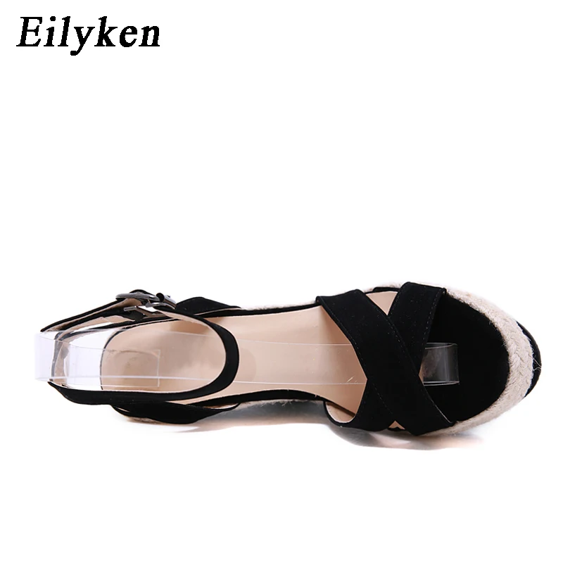 Eilyken Fashion Summer Peep Toe Sandals Women Shoes Buckle Ankle Strap Leisure Platform Wedges High Heels 15CM