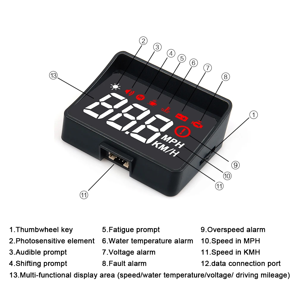 جديد A100S سيارة HUD رئيس يصل عرض OBD2 EUOBD السرعة الزائدة تحذير السيارات الإلكترونية الجهد إنذار أفضل من A100 HUD