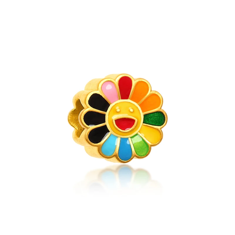 New Arrival 24K Yellow Gold Bracelet Women 3D Gold SunFlower Bracelet