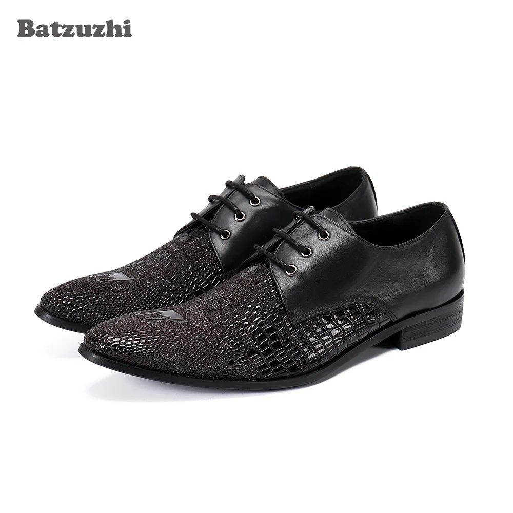 

Batzuzhi Luxury Handmade Men's Shoes Lace-up Genuine Leather Dress Shoes Men Oxfords Business Footwear Chaussures Hommes, US6-12