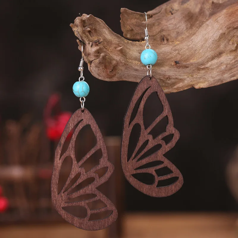 European and American Style Animal Bionic  Wooden Earrings Creative Ins Design Sense of Personality Exaggerated Hot Sale