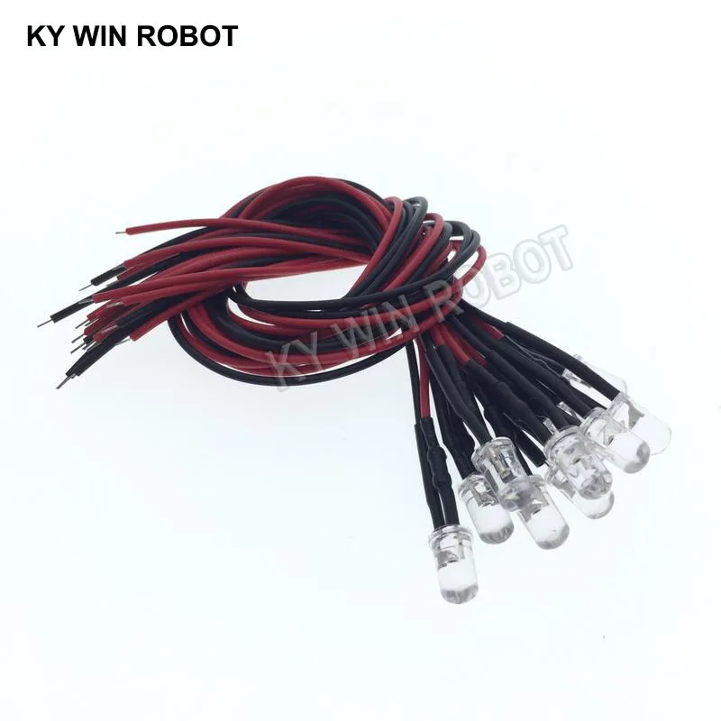 10PCS 5mm LED 12V 20cm Pre-wired White Red Green Blue Yellow UV RGB Diode Lamp Decoration Light Emitting Diodes Pre-soldered