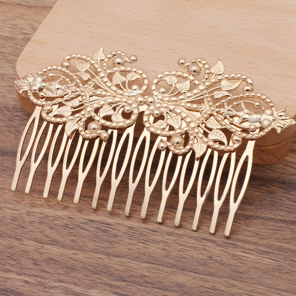 REGELIN 55X95mm Vintage 14 Teeth Comb Hair Jewelry Charm Women Flower Motif Hairpin Hairclips Barrettes Retro Fashion Hair Wear