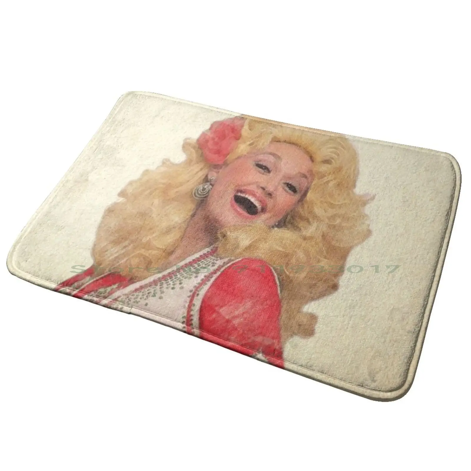 Dolly Parton-Watercolor Entrance Door Mat Bath Mat Rug Vintage Country Jolene Dumb Blonde Beauty Woman Cowgirl Anti-Slip