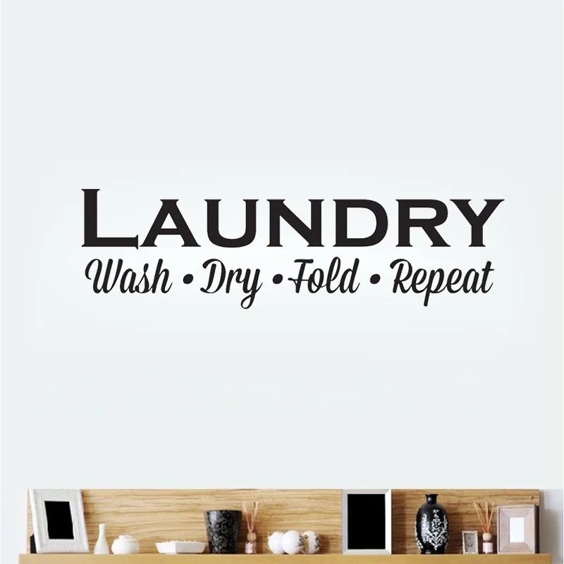 Laundry Wall Decals Laundry Room Wash Repeat Laundry Room Sign Vinyl Wall Sticker Waterproof Removable Wallpaper Poster